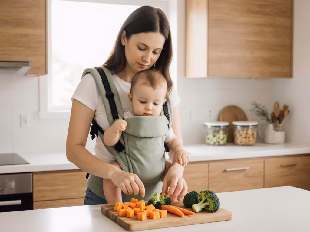 woman_preparing_baby_food_with_infant_carrier